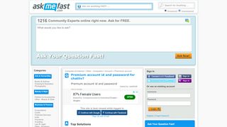 
                            9. Premium account id and password for chatliv? - Ask Me Fast