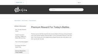 
                            11. Premium Reward For Today's Battles – Gaijin Support
