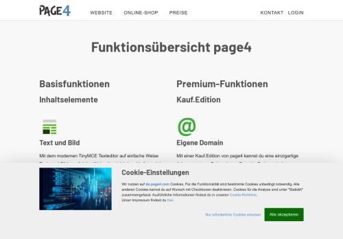 
                            5. Premiumfunktionen - Kostenlose Homepage erstellen - mit page4