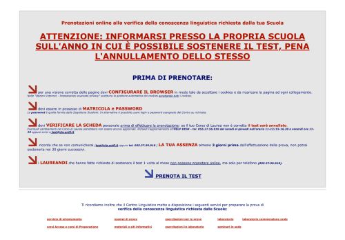 
                            5. Prenotazioni online alle prove - Centro Linguistico di Ateneo - UniFI