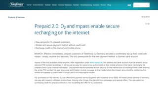 
                            7. Prepaid 2.0: o2 and mpass enable secure recharging on the internet ...