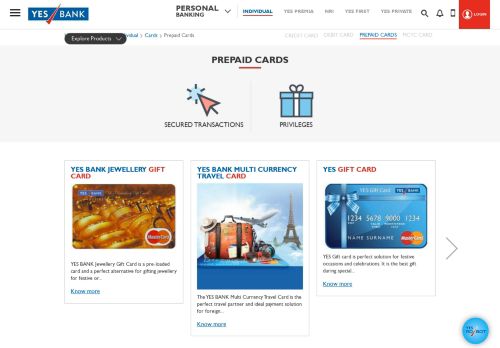 
                            9. Prepaid Cards - Apply for Prepaid ATM Cards Online from YES BANK