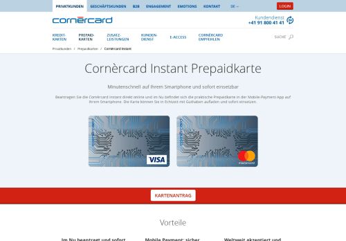 
                            2. Prepaidkarte Cornèrcard Instant | Cornèrcard