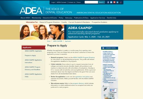 
                            5. Prepare to Apply - American Dental Education Association