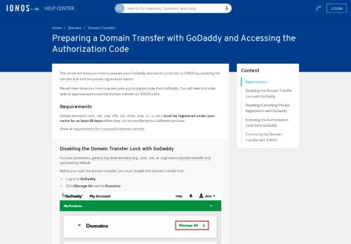 
                            9. Preparing a Domain Transfer with GoDaddy and Accessing the ...