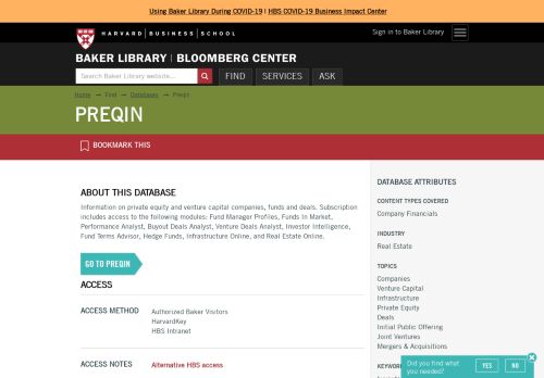 
                            4. Preqin | Baker Library | Harvard Business School