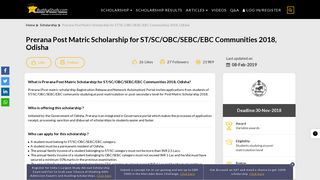 
                            4. PRERANA Post Matric Scholarship for ST/SC/OBC/SEBC/EBC ...