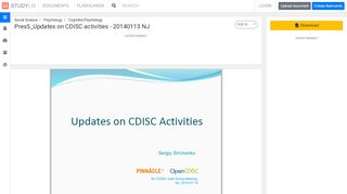 
                            12. Pres5_Updates on CDISC activities - 20140113 NJ - studylib.net