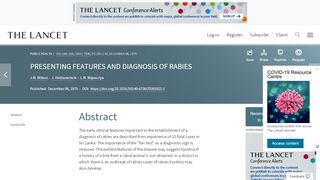 
                            1. PRESENTING FEATURES AND DIAGNOSIS OF RABIES - The Lancet