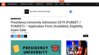 
                            3. Presidency University Admission 2019 (PUBDET / PUMDET ...