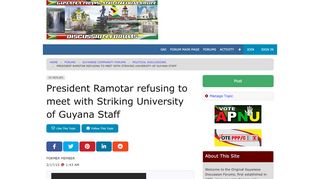 
                            13. President Ramotar refusing to meet with Striking University of ...