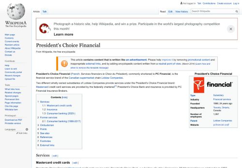 
                            4. President's Choice Financial - Wikipedia