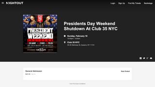 
                            8. Presidents Day Weekend Shutdown At Club 35 NYC - Tickets - Club ...