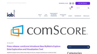 
                            7. Press release: comScore Introduces New MyMetrix Explore Data ...