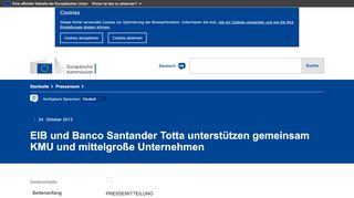 
                            9. Press release - EIB und Banco Santander Totta unterstützen ... - Europa