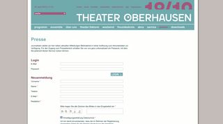 
                            12. Presse Login - beim Theater Oberhausen