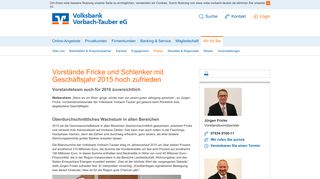 
                            8. Pressebericht Jahresrückblick 2015 - Volksbank Vorbach-Tauber eG