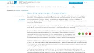 
                            10. Pressemeldungen – Allianz Global Investors acquires German solar ...