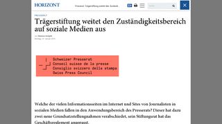 
                            5. Presserat: Trägerstiftung weitet den Zuständigkeitsbereich auf soziale ...