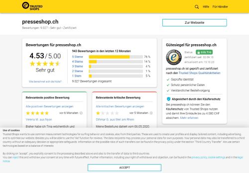 
                            6. presseshop.ch Bewertungen & Erfahrungen | Trusted Shops