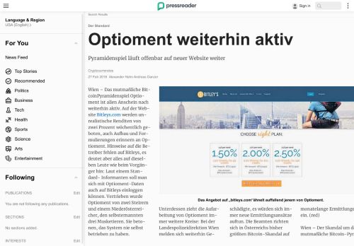 
                            3. PressReader - Der Standard: 2018-02-27 - Optioment weiterhin aktiv