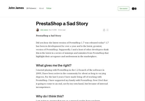 
                            6. PrestaShop a Sad Story – John James – Medium