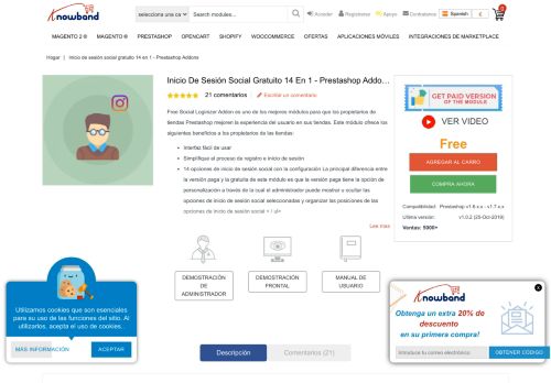 
                            13. Prestashop Acceso gratuito a redes sociales con Facebook, Twitter ...