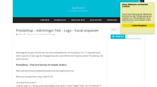 
                            7. PrestaShop – Adminlogin Titel – Logo – Social anpassen – TASTE-OF ...