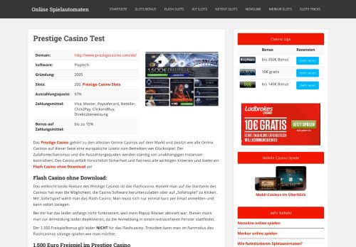 
                            13. Prestige Casino Test – Online Spielautomaten