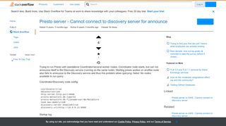 
                            11. Presto server - Cannot connect to discovery server for announce ...