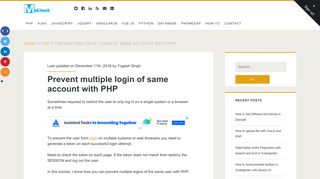 
                            1. Prevent multiple login of same account with PHP - Makitweb