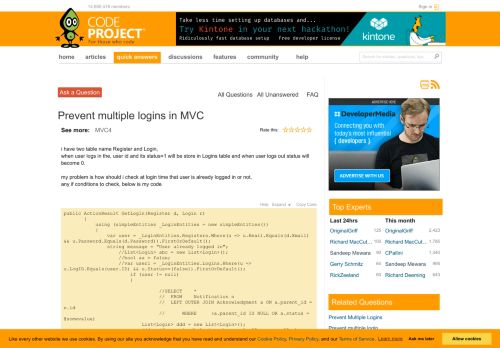 
                            5. Prevent multiple logins in MVC - CodeProject