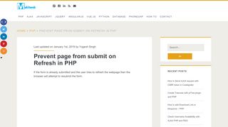 
                            10. Prevent page from Submit on Refresh in PHP - Makitweb