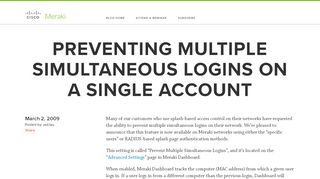 
                            10. Preventing Multiple Simultaneous Logins on a Single Account - Cisco ...