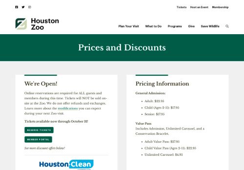 
                            11. Prices and Discounts - The Houston Zoo