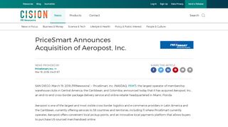 
                            12. PriceSmart Announces Acquisition of Aeropost, Inc. - PR Newswire