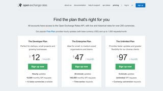 
                            12. Pricing and App ID Signup - Open Exchange Rates