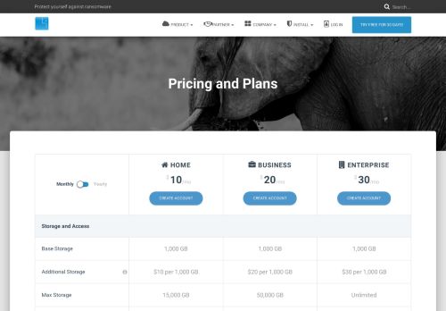 
                            5. Pricing and Plans – ElephantDrive