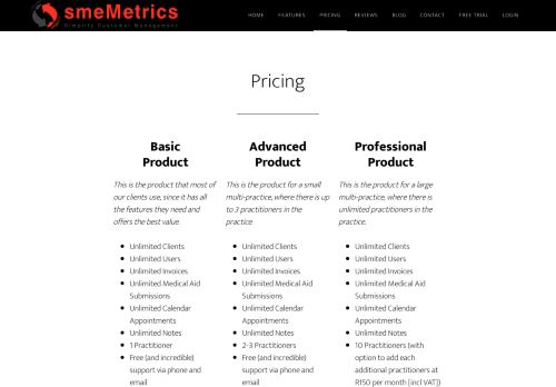 
                            3. Pricing - smeMetrics