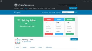 
                            4. Pricing Table | WordPress.org