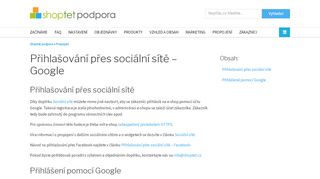 
                            2. Přihlašování přes sociální sítě – Shoptet podpora