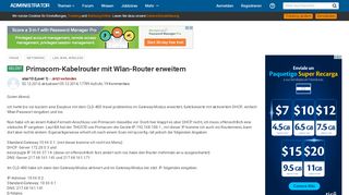 
                            6. Primacom Kabelrouter mit Wlan Router erweitern - Administrator