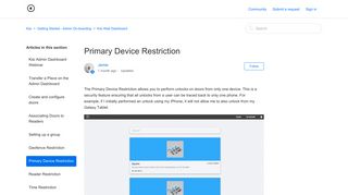 
                            12. Primary Device Restriction – Kisi