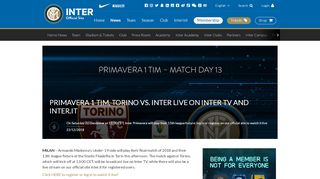 
                            6. Primavera 1 TIM, Torino vs. Inter live on Inter TV and inter.it | NEWS