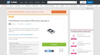 
                            5. Prime Members: $10 credit for FIRST amazon app sign-in - Slickdeals ...