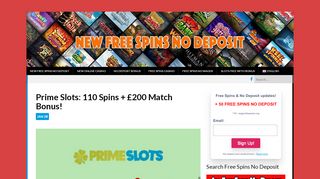 
                            11. Prime Slots: 110 Spins + £200 Match Bonus! - New Free Spins No ...