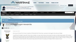 
                            2. Primed Mod login rewards - General - Warframe Forums