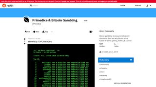 
                            7. Primedice & Bitcoin Gambling - Reddit