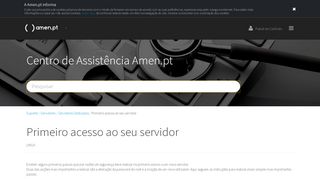 
                            11. Primeiro acesso ao seu servidor - www.amen.pt