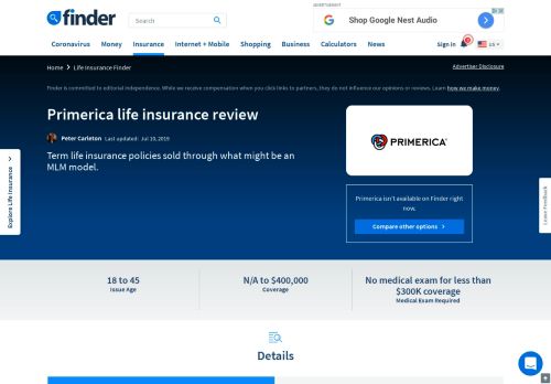 
                            7. Primerica life insurance review 2019 | finder.com